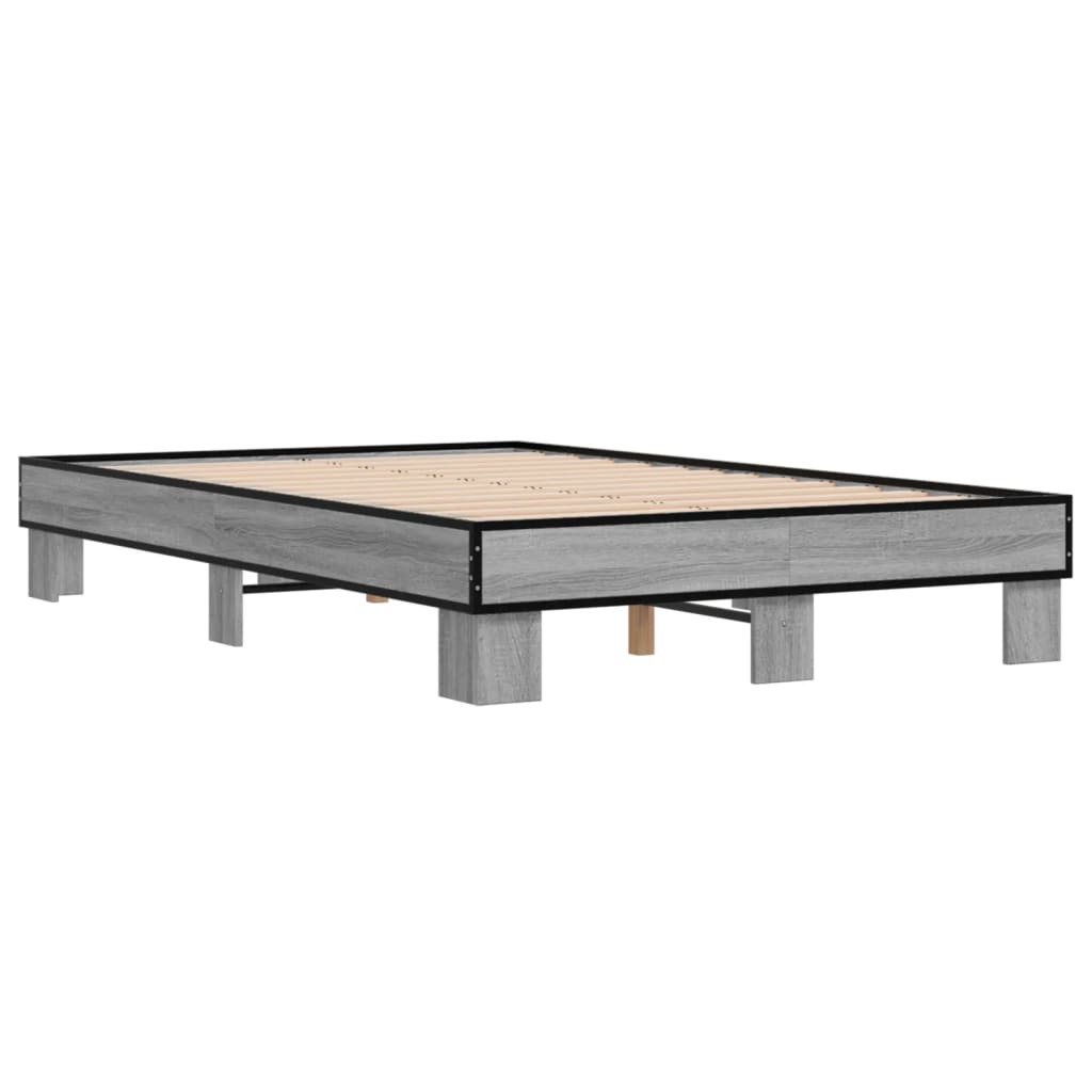 vidaXL Πλαίσιο Κρεβατιού Γκρι Sonoma 120x200 εκ. Επεξ. Ξύλο & Μέταλλο