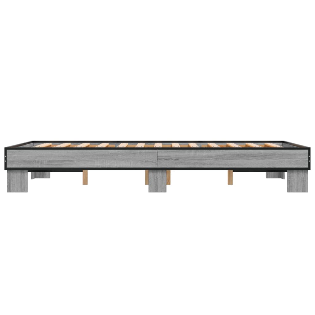 vidaXL Πλαίσιο Κρεβατιού Γκρι Sonoma 120x200 εκ. Επεξ. Ξύλο & Μέταλλο