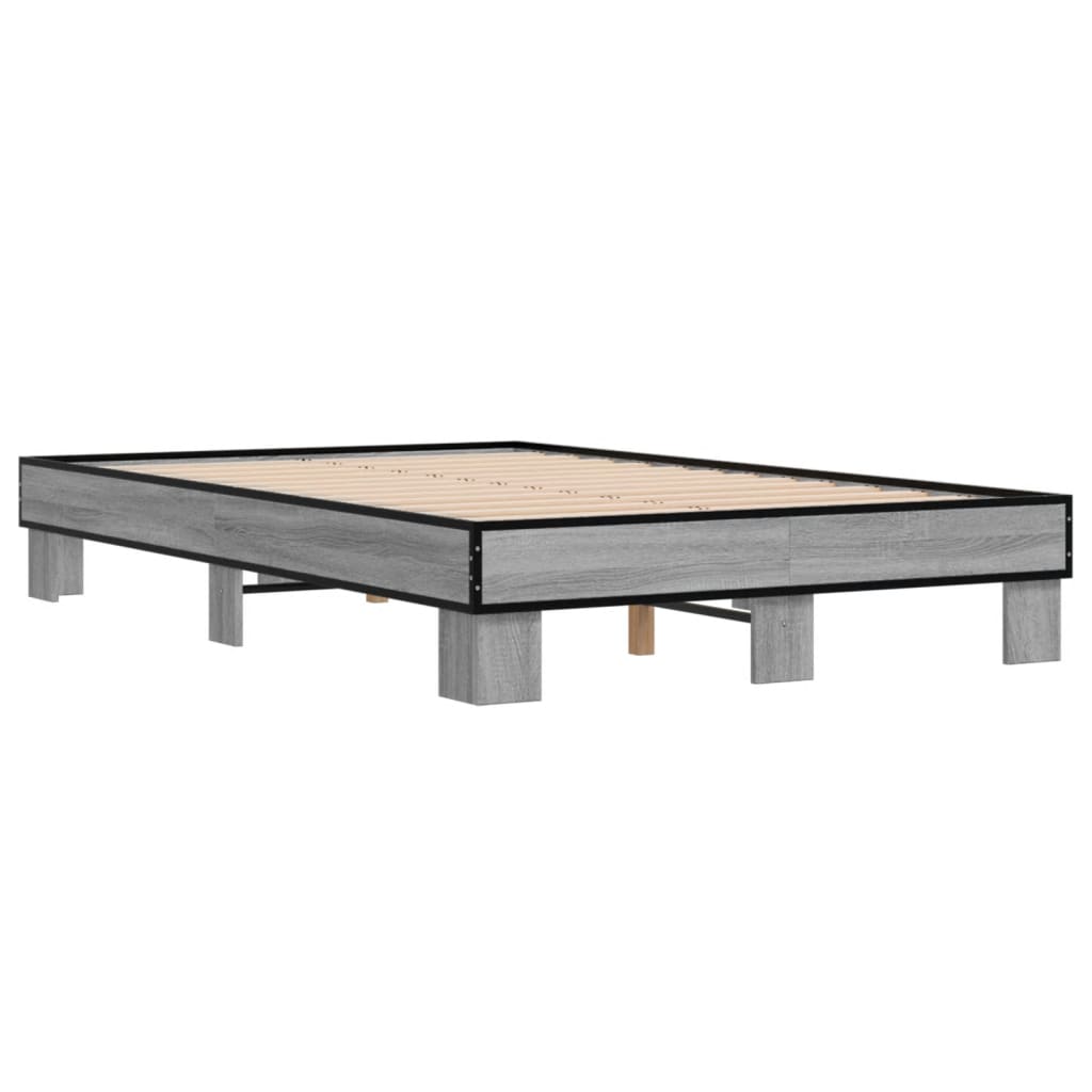 vidaXL Πλαίσιο Κρεβατιού Γκρι Sonoma 120x200 εκ. Επεξ. Ξύλο & Μέταλλο