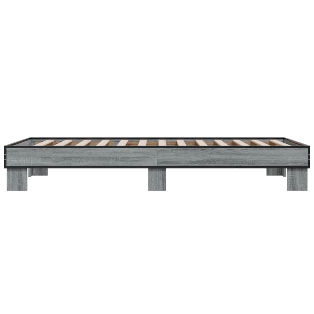 vidaXL Πλαίσιο Κρεβατιού Γκρι Sonoma 100x200 εκ. Επεξ. Ξύλο & Μέταλλο
