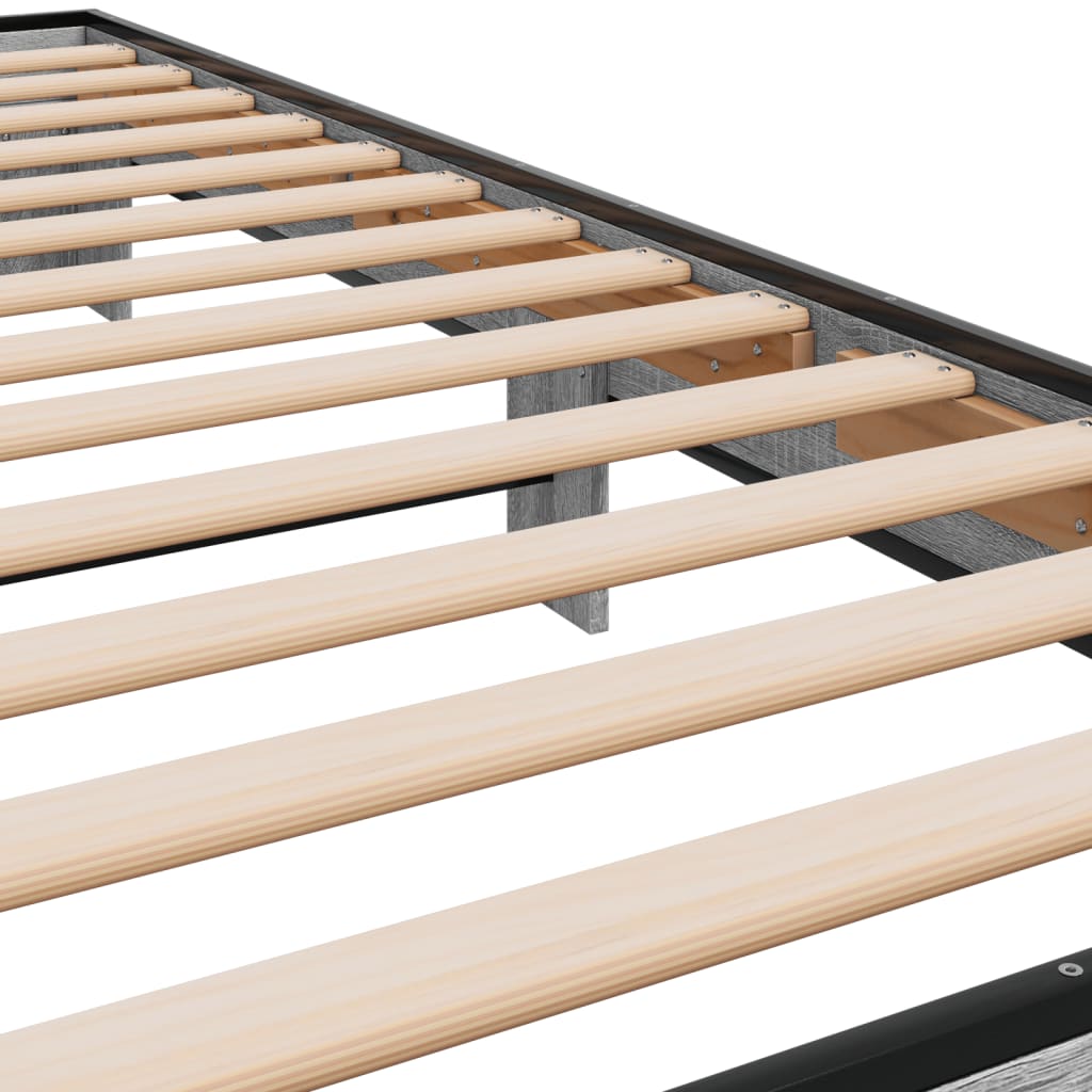 vidaXL Πλαίσιο Κρεβατιού Γκρι Sonoma 100x200 εκ. Επεξ. Ξύλο & Μέταλλο