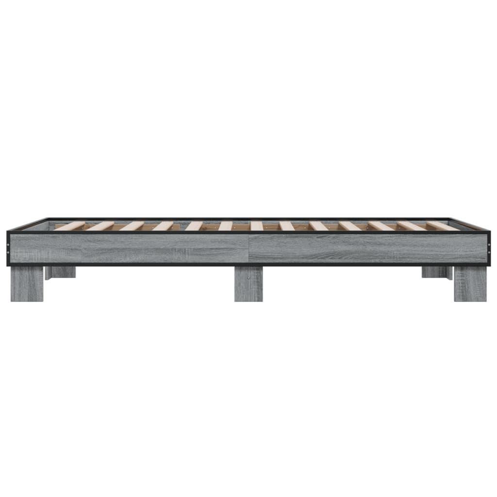vidaXL Πλαίσιο Κρεβατιού Γκρι Sonoma 90x200 εκ. Επεξ. Ξύλο & Μέταλλο
