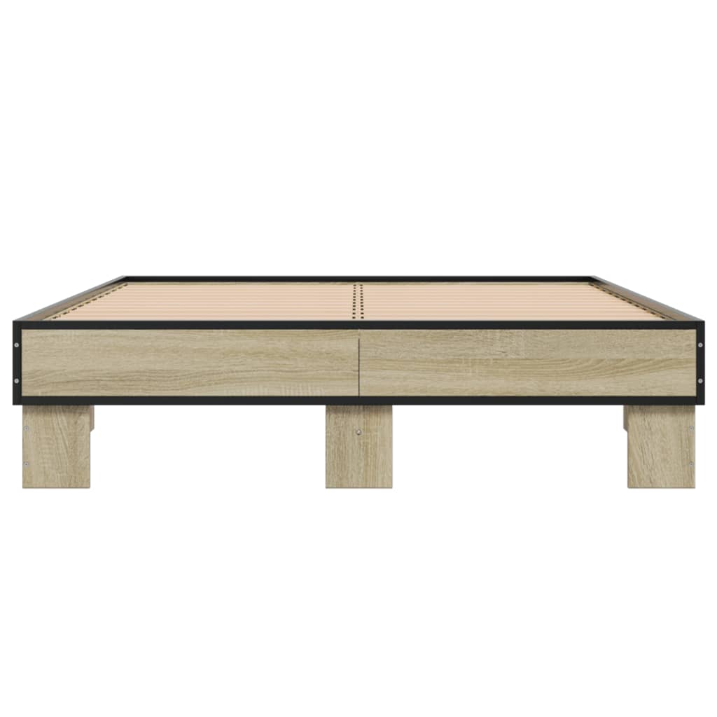 vidaXL Πλαίσιο Κρεβατιού Sonoma Δρυς 120x190 εκ. Επεξ. Ξύλο & Μέταλλο