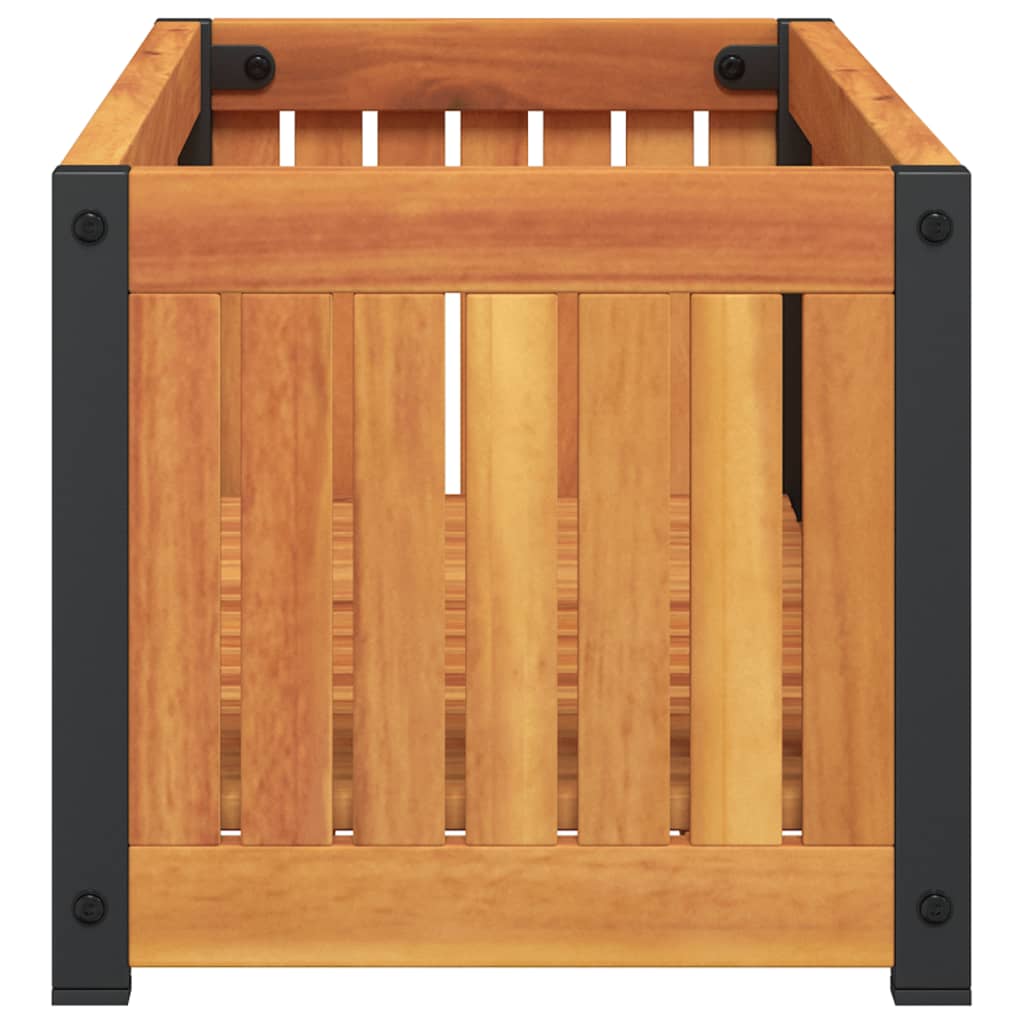 vidaXL Ζαρντινιέρα Κήπου 80x30x27,5 εκ. Μασίφ Ξύλο Ακακίας/Ατσάλι