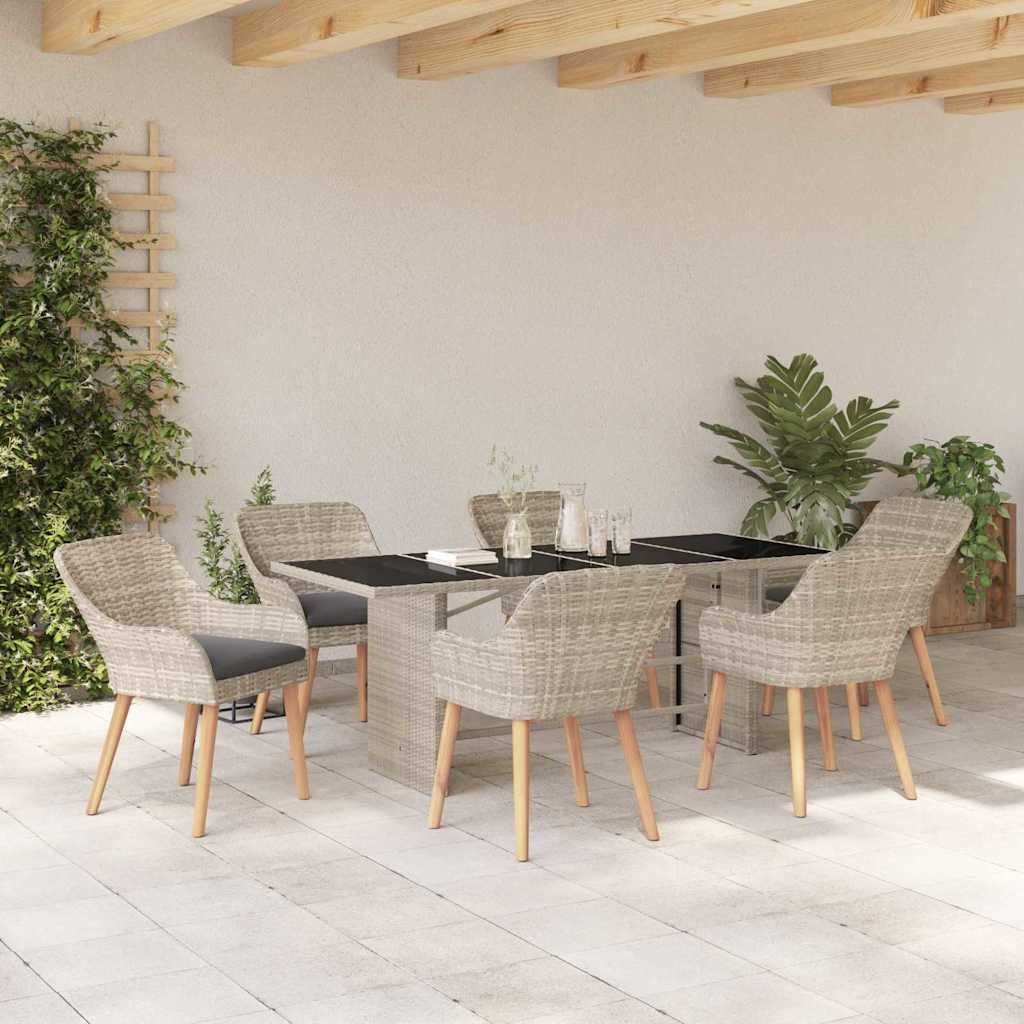 vidaXL Σέτ φαγητού για κήπο 7 pcs Ανοιχτό γκρι συνθετικό ρατάν