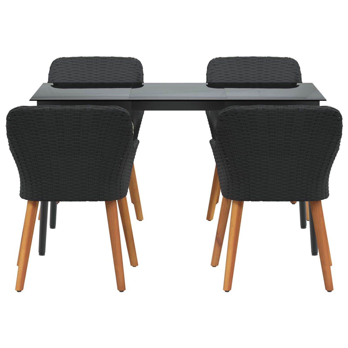 vidaXL Σέτ φαγητού για κήπο με μαξιλάρι 5 pcs Μαύρο συνθετικό ρατάν