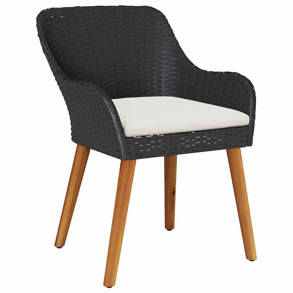 vidaXL Σετ τραπεζαρίας κήπου 7 τεμαχίων Μαύρο Συνθετικό Ρατάν