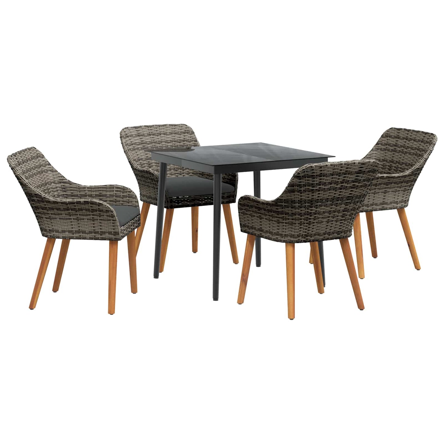 vidaXL Σέτ φαγητού για κήπο με μαξιλάρι 5 pcs Γκρι συνθετικό ρατάν