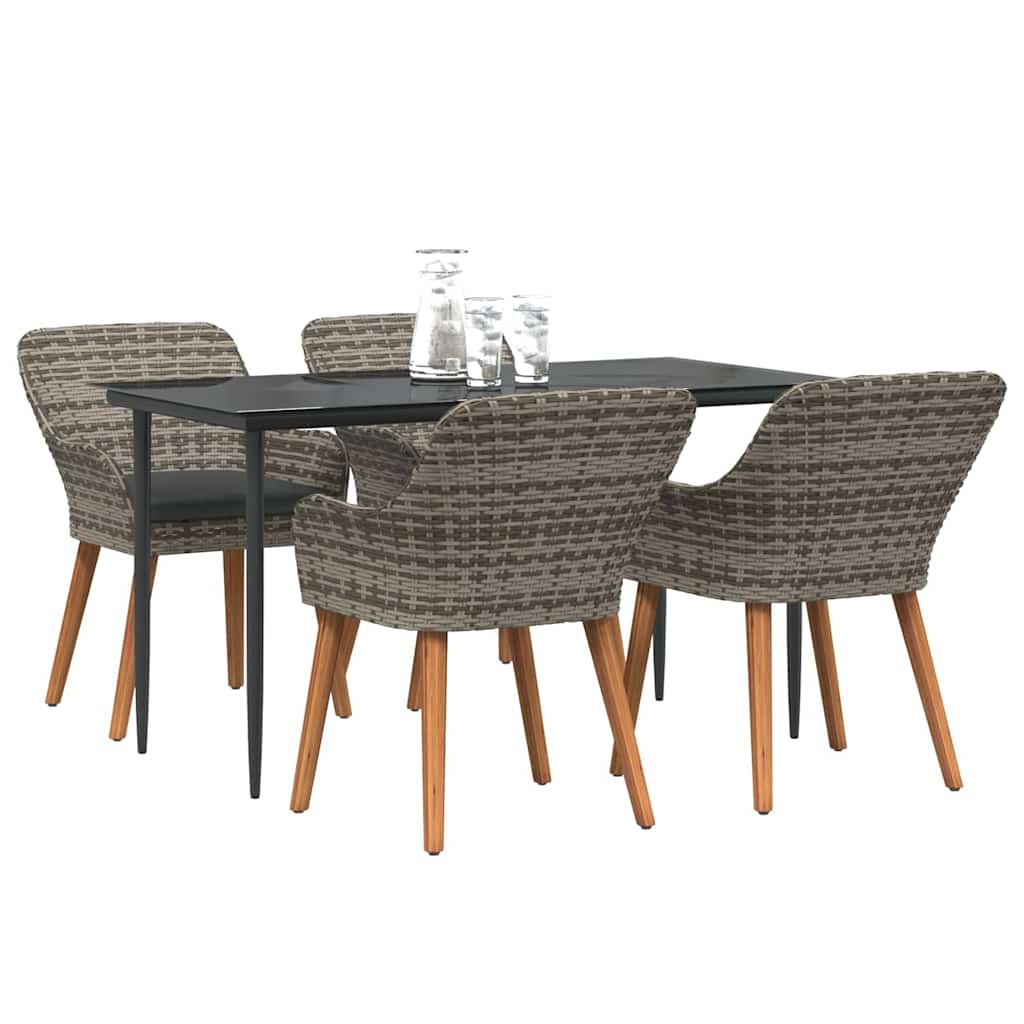 vidaXL Σέτ φαγητού για κήπο με μαξιλάρι 5 pcs Γκρι συνθετικό ρατάν