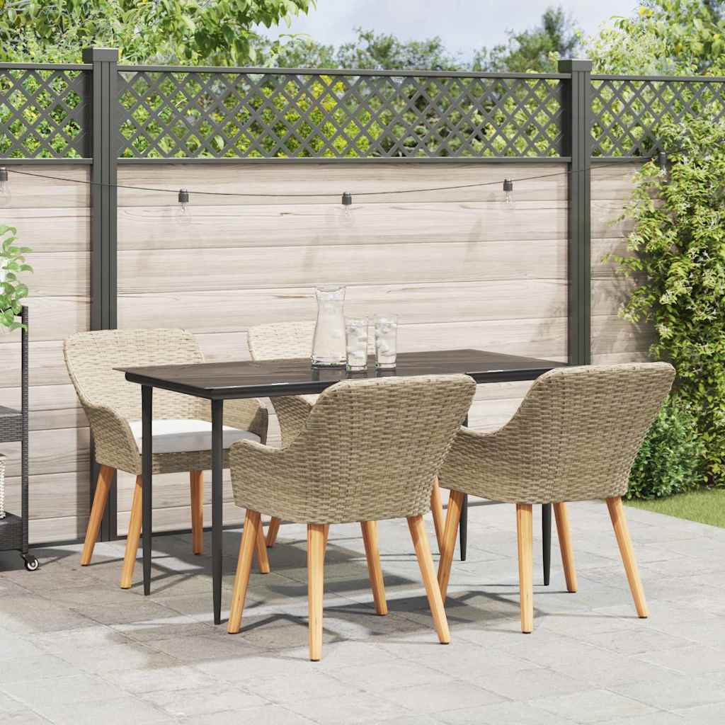 vidaXL Σέτ φαγητού για κήπο με μαξιλάρι 5 pcs Μπεζ συνθετικό ρατάν