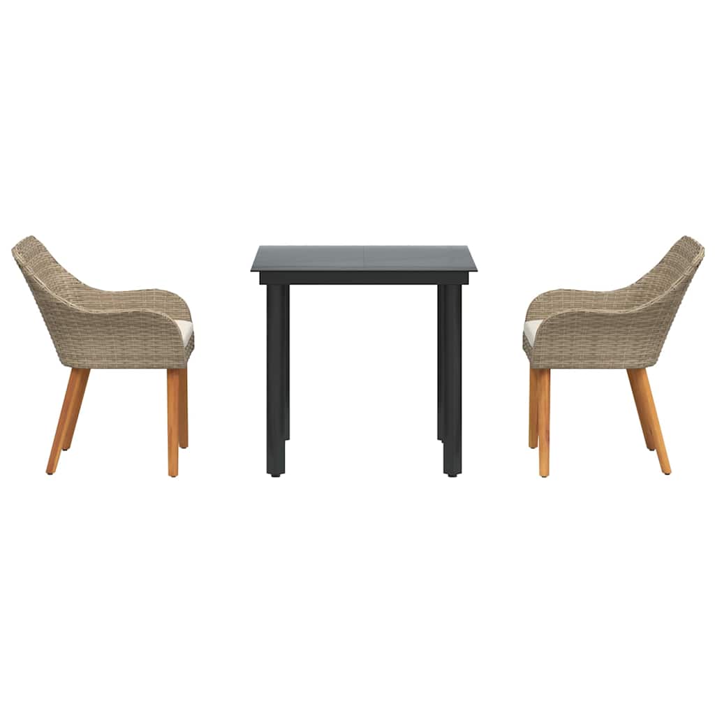 vidaXL Σετ Τραπεζαρίας Κήπου 3 τεμ. Μπεζ Πολυ ρατάν