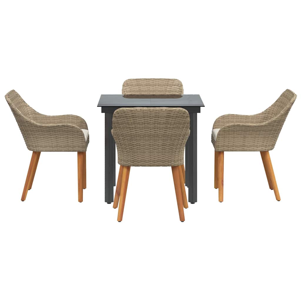 vidaXL Σύνθεση Κήπου 5 Τεμαχίων Μπεζ Πολυ Ρατάν