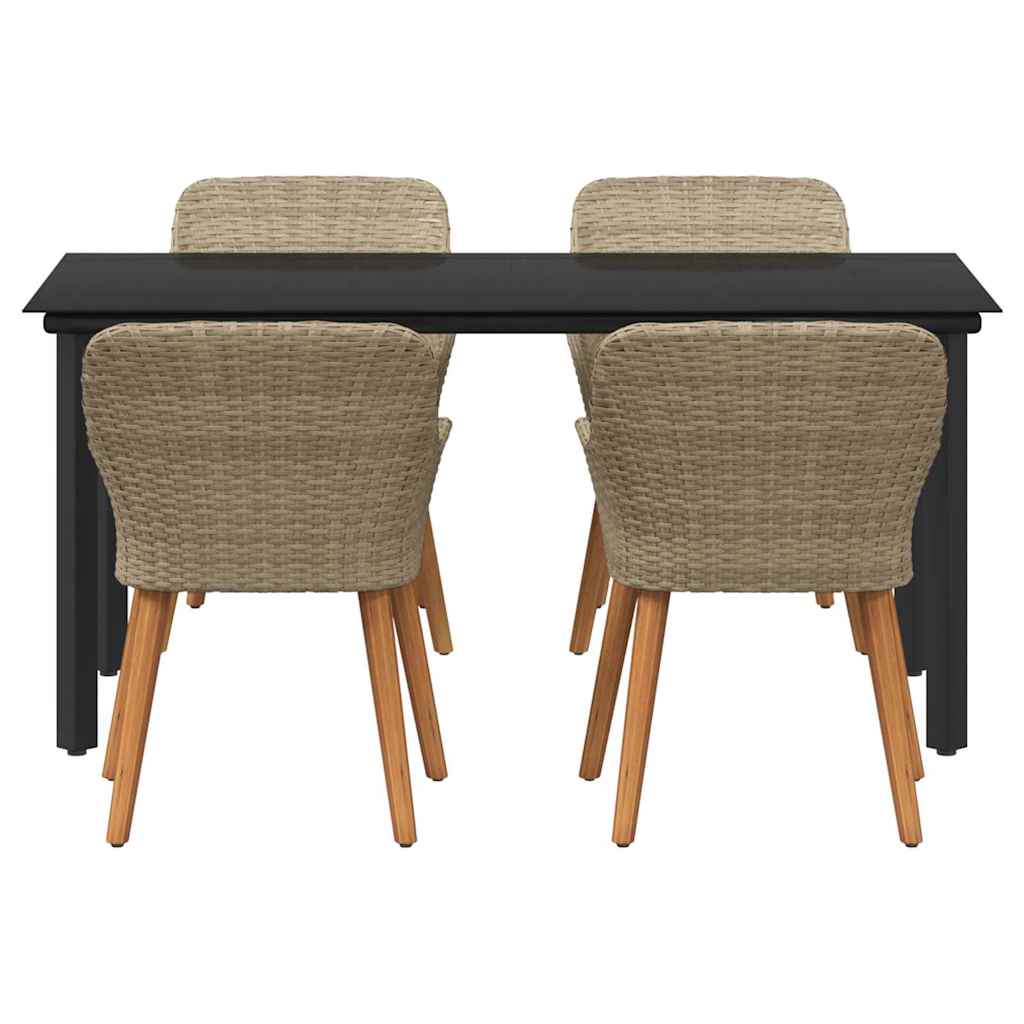 vidaXL 5 Τεμαχίων Σετ Τραπεζαρίας Κήπου Μπεζ Πολυ Ρατάν