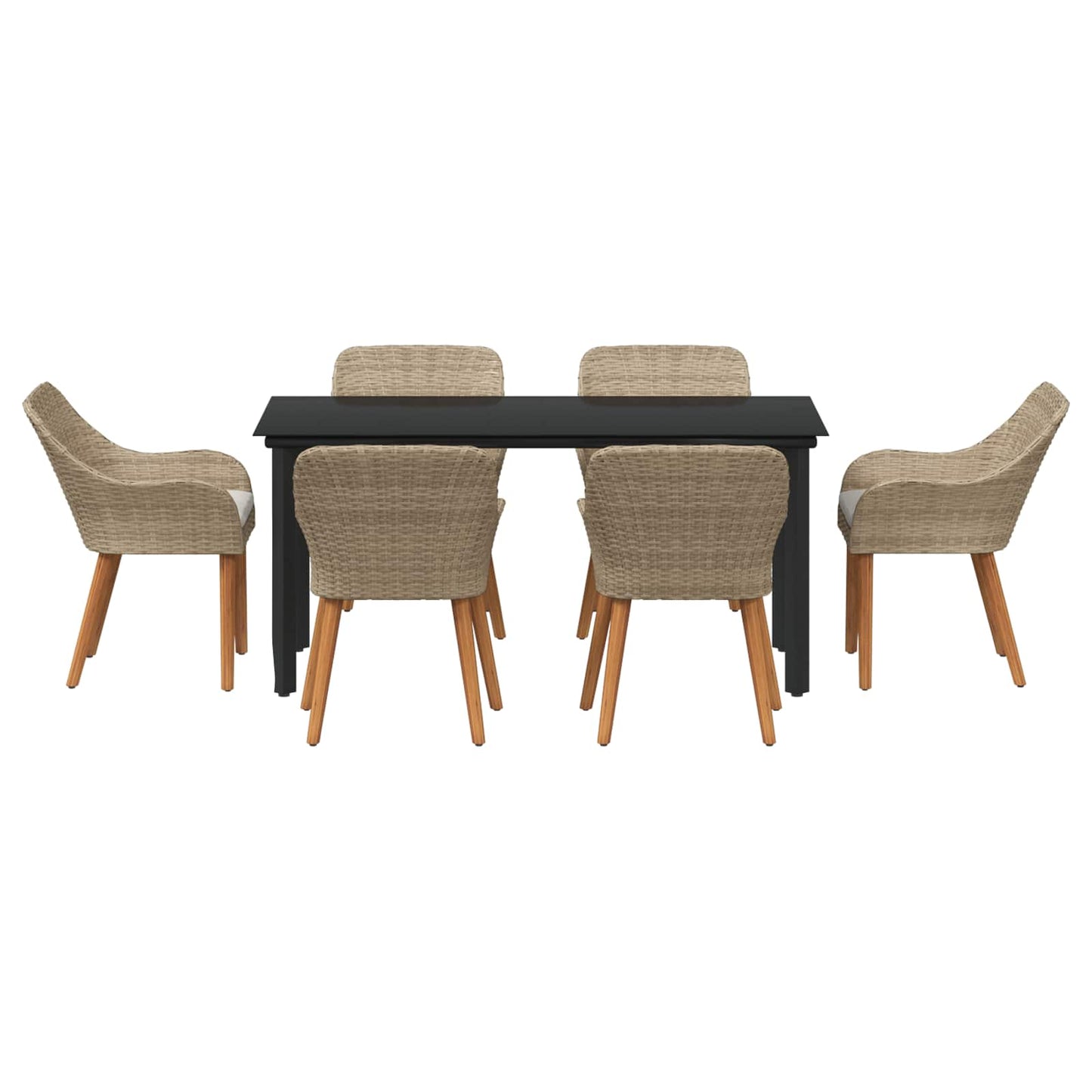 vidaXL Σετ Φαγητού Κήπου 7 Τεμαχίων Μπεζ Πολυ Ρατάν