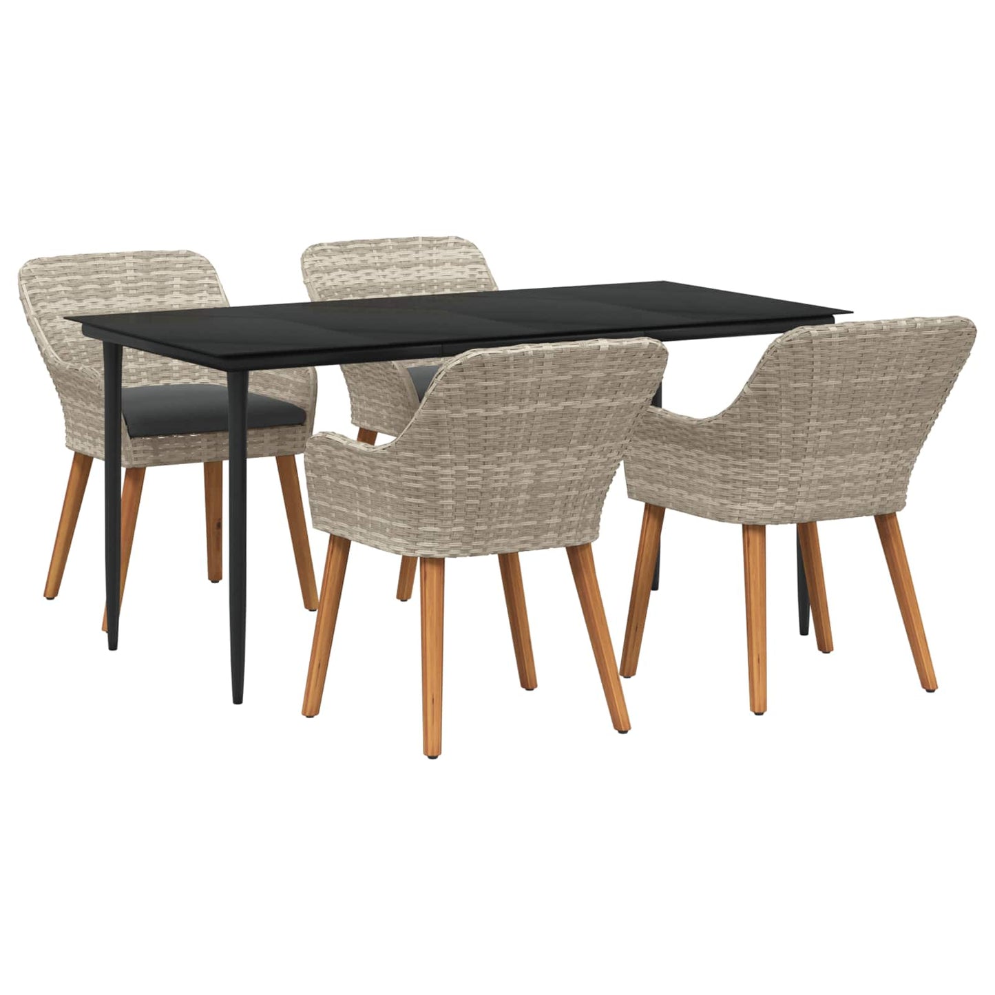 vidaXL Σέτ φαγητού για κήπο 5 τμχ. Ανοιχτό γκρι συνθετικό ρατάν