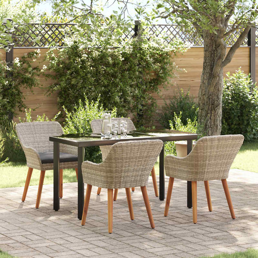 vidaXL Σέτ φαγητού για κήπο 5 pcs Ανοιχτό γκρι συνθετικό ρατάν
