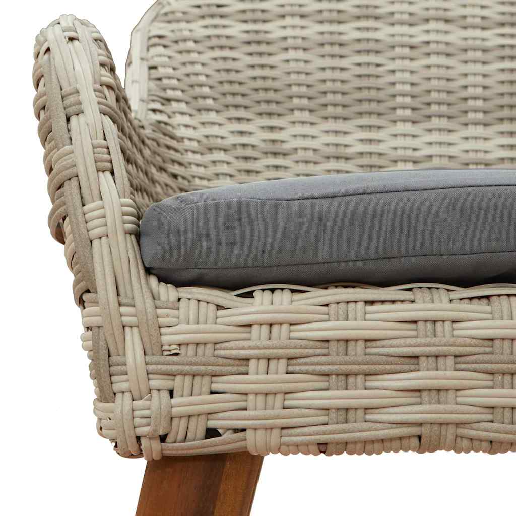 vidaXL Σέτ φαγητού για κήπο 7 pcs Ανοιχτό γκρι συνθετικό ρατάν