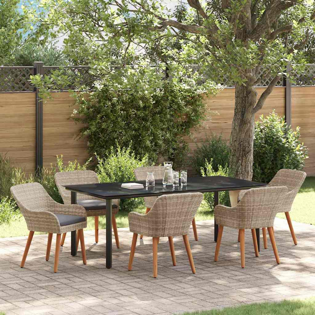 vidaXL Σέτ φαγητού για κήπο 7 pcs Ανοιχτό γκρι συνθετικό ρατάν
