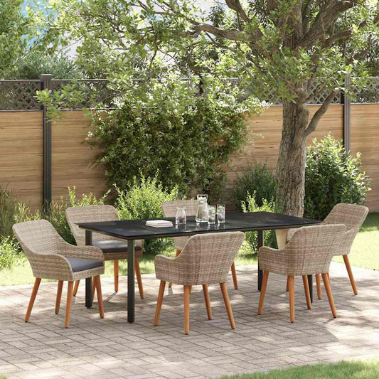 vidaXL Σέτ φαγητού για κήπο 7 pcs Ανοιχτό γκρι συνθετικό ρατάν