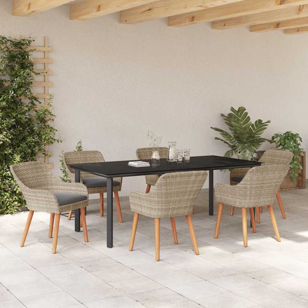 vidaXL Σέτ φαγητού για κήπο 7 pcs Ανοιχτό γκρι συνθετικό ρατάν
