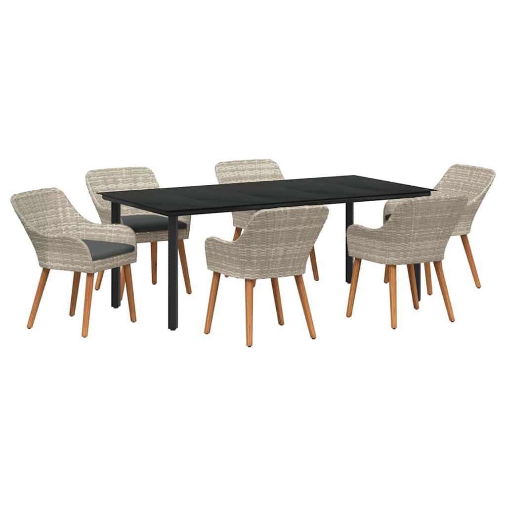 vidaXL Σέτ φαγητού για κήπο 7 pcs Ανοιχτό γκρι συνθετικό ρατάν