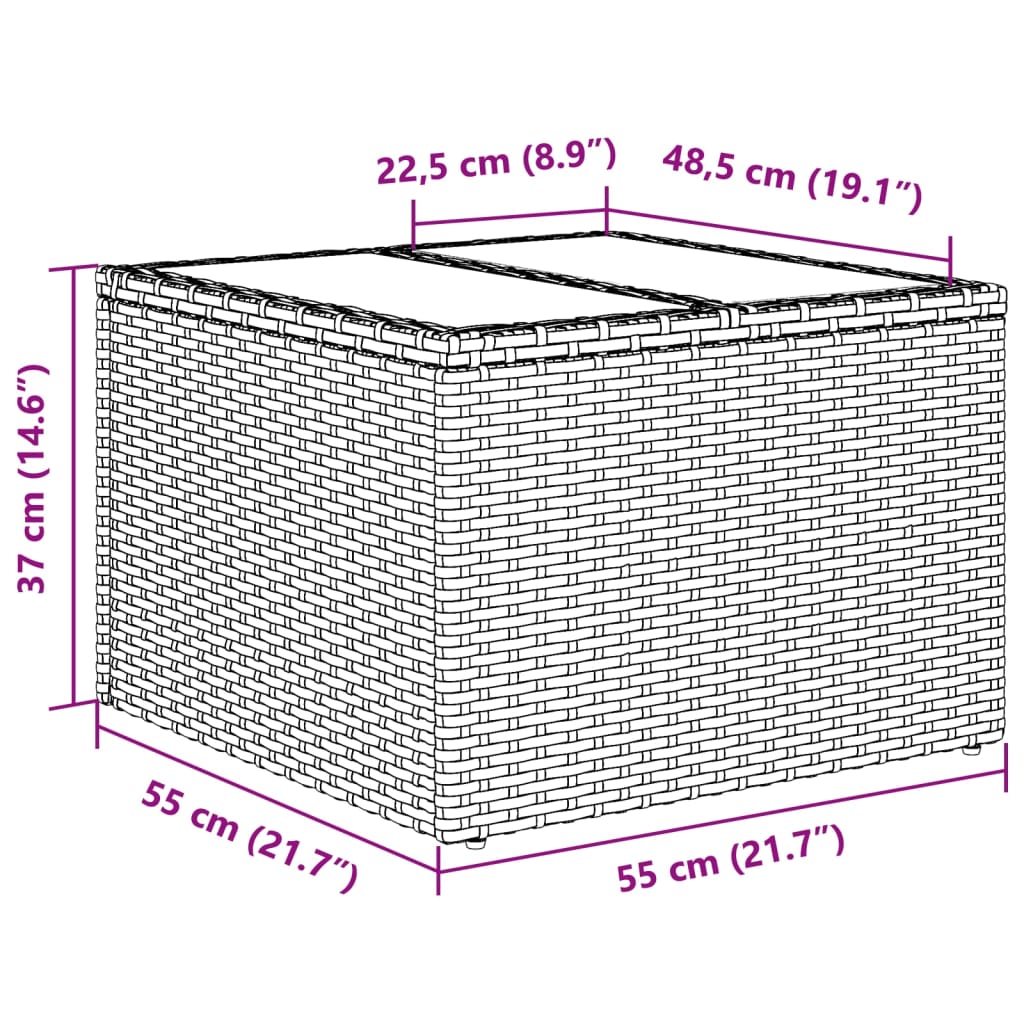 vidaXL Σαλόνι Κήπου Σετ 2 Τεμαχίων με Μαξιλάρια Μαύρο Συνθ.Ρατάν Γυαλί