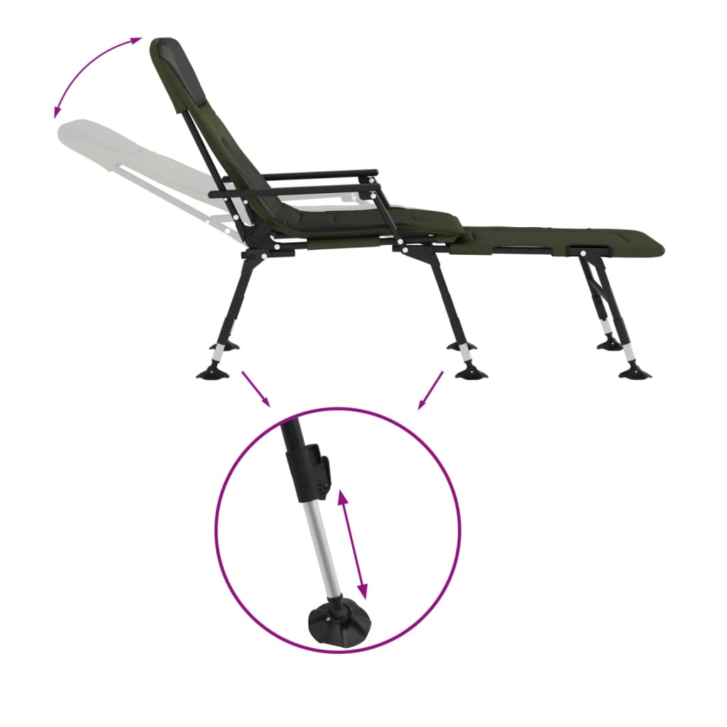 vidaXL Καρέκλα Ψαρέματος με Ρυθμιζ. Πόδια Λάσπης Πτυσσόμενη Πράσινη
