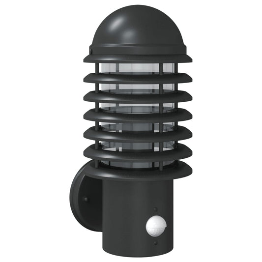 vidaXL Φωτιστικό Τοίχου Εξωτερ. Χώρου με Αισθητήρα Μαύρο Ανοξ. Ατσάλι