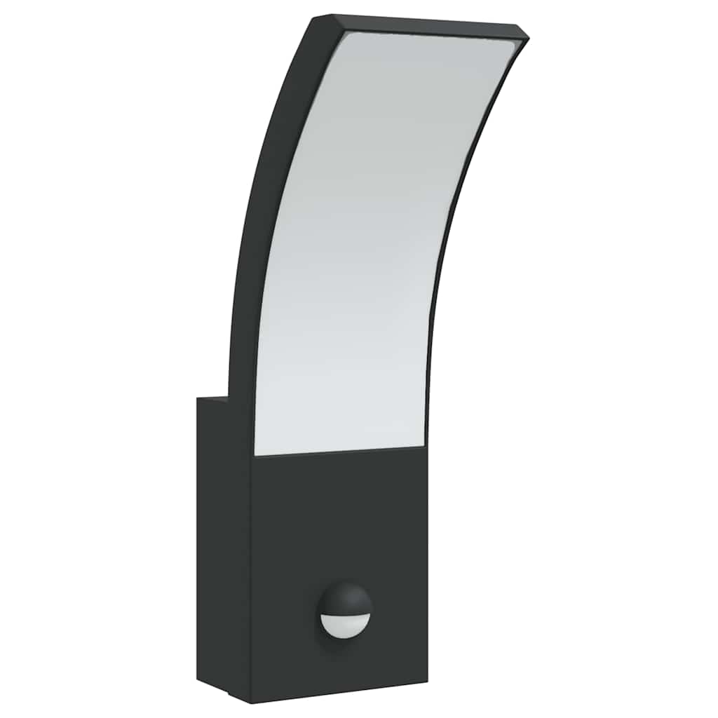 vidaXL Φωτιστικά Τοίχου Εξ. Χώρου LED με Αισθ. 2 τεμ Μαύρα Χυτό Αλουμ.