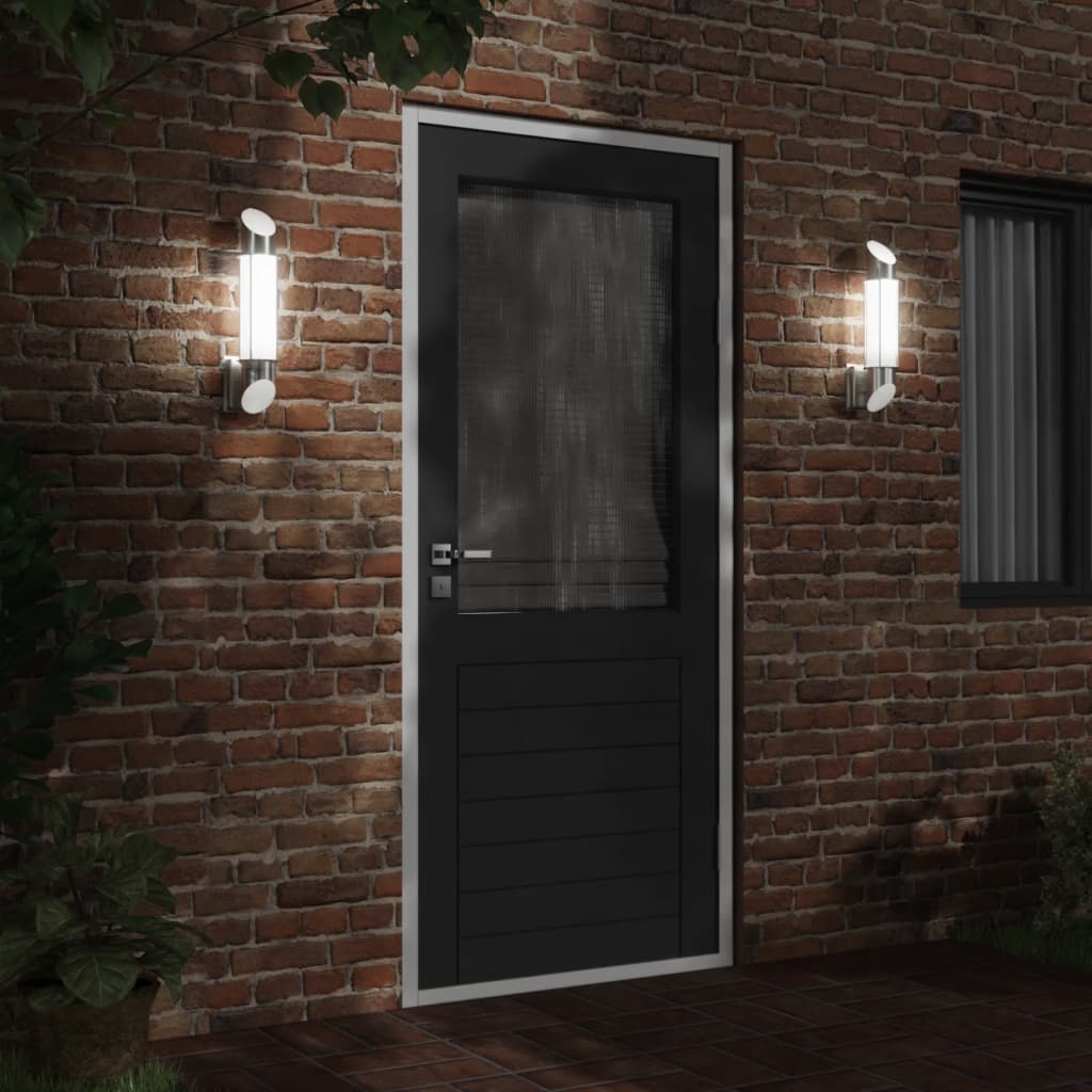 vidaXL Φωτιστικά Τοίχου Εξωτερ. Χώρου 2 τεμ. Ασημί Ανοξείδωτο Ατσάλι