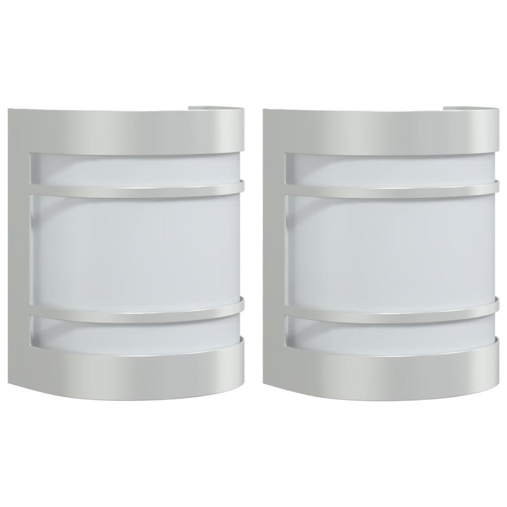 vidaXL Φωτιστικά Τοίχου Εξωτερ. Χώρου 2 τεμ. Ασημί Ανοξείδωτο Ατσάλι