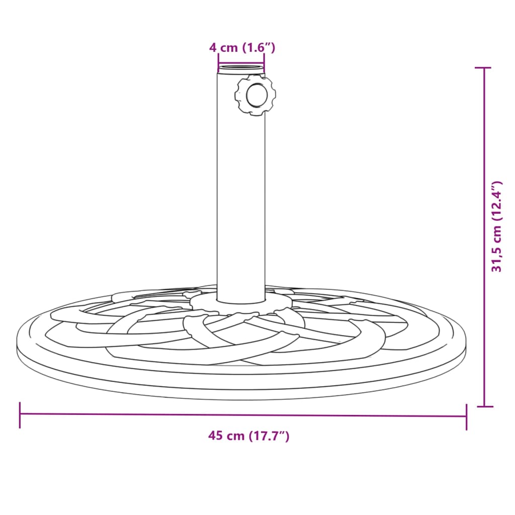 vidaXL Βάση Ομπρέλας Ασημί για Ιστό Ø38/48 χιλ. 12 κ. Γρανίτη