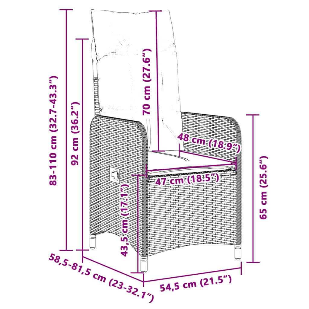 vidaXL Σετ Επίπλων Μπιστρό Κήπου 9 τεμ. Καφέ Συνθ. Ρατάν με Μαξιλάρια