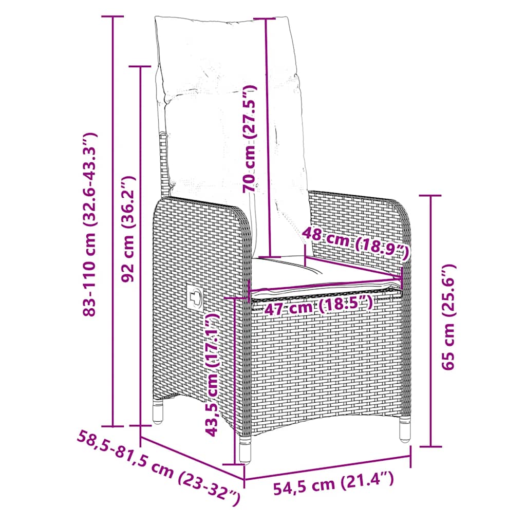 vidaXL Σετ Επίπλων Μπιστρό Κήπου 7 τεμ. Καφέ Συνθ. Ρατάν με Μαξιλάρια