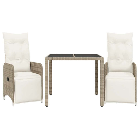 vidaXL Σετ Επίπλων Μπιστρό Κήπου 3 τεμ. Καφέ Συνθ. Ρατάν με Μαξιλάρια