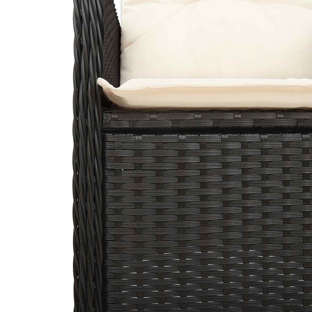 vidaXL Σετ Επίπλων Bistro Κήπου 11τεμ Μαύρο Συνθετ. Ρατάν με Μαξιλάρια