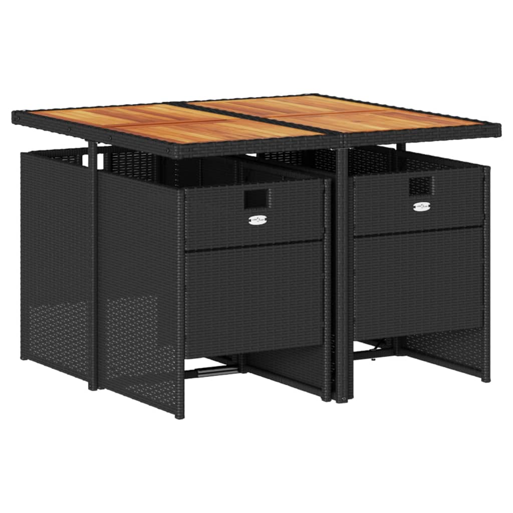 vidaXL Σετ Τραπεζαρίας Κήπου 5 Τεμαχίων Μαύρο Συνθ. Ρατάν με Μαξιλάρια