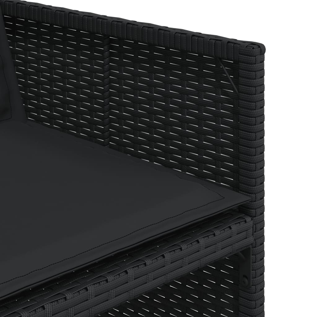 vidaXL Σετ Τραπεζαρίας Κήπου 7 Τεμ. Μαύρο Συνθετικό Ρατάν με Μαξιλάρια