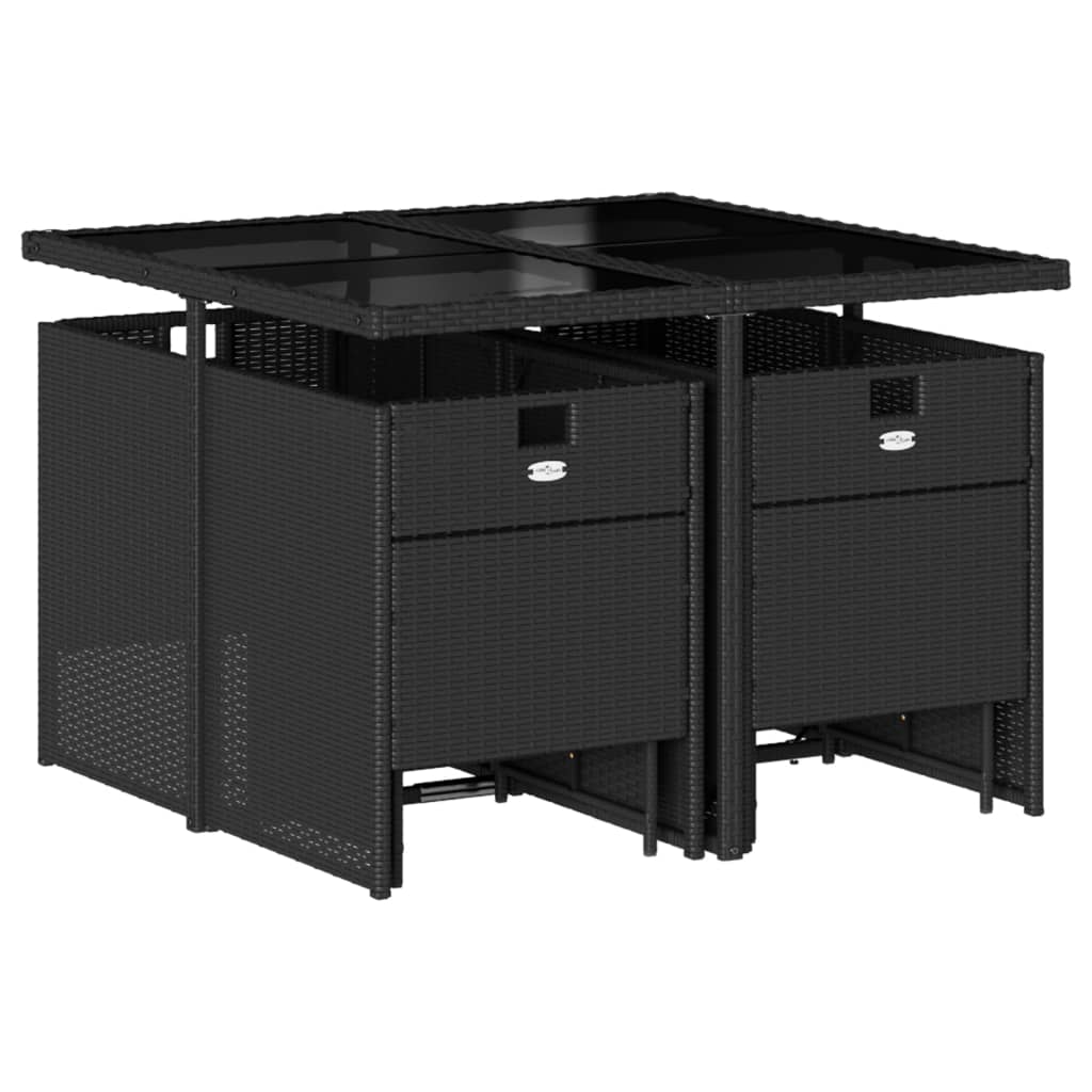 vidaXL Σετ Τραπεζαρίας Κήπου 9 τεμ Μαύρο από Συνθ. Ρατάν με Μαξιλάρια