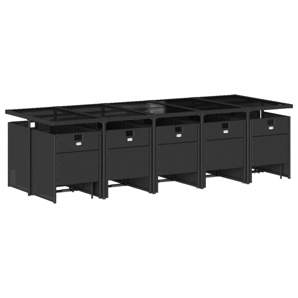 vidaXL Σετ Τραπεζαρίας Κήπου 15 τεμ Μαύρο από Συνθ. Ρατάν με Μαξιλάρια