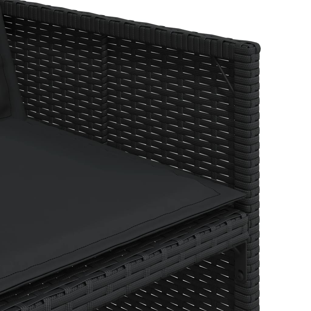 vidaXL Σετ Τραπεζαρίας Κήπου 15 τεμ Μαύρο από Συνθ. Ρατάν με Μαξιλάρια