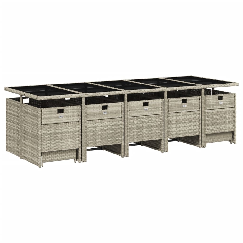 vidaXL Σετ Τραπεζαρίας Κήπου 15 τεμ. Αν. Γκρι Συνθ. Ρατάν με Μαξιλάρια