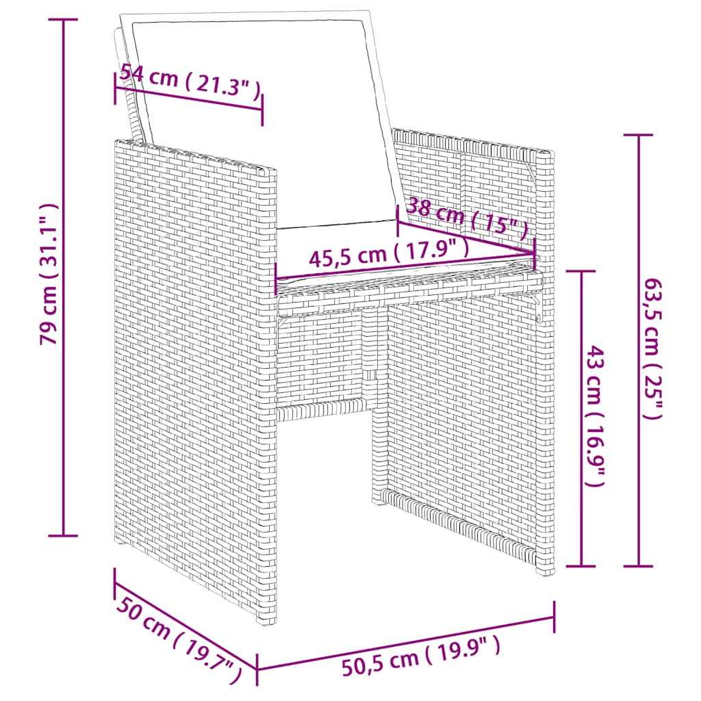 vidaXL Σετ Τραπεζαρίας Κήπου 9 τεμ. Μπεζ Συνθετικό Ρατάν με Μαξιλάρια