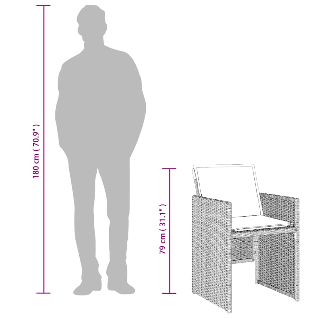 vidaXL Σετ Τραπεζαρίας Κήπου 11 τεμ. Αν. Γκρι Συνθ. Ρατάν με Μαξιλάρια