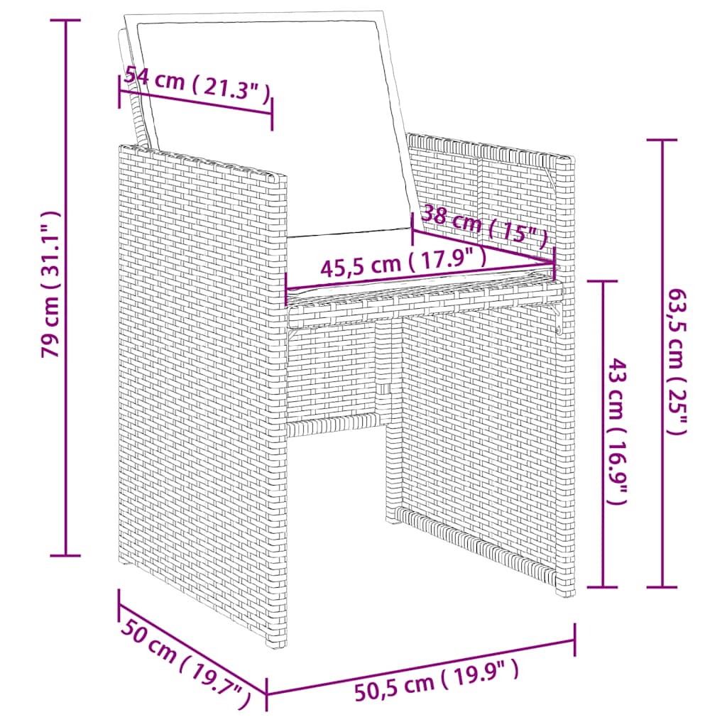 vidaXL Σετ Τραπεζαρίας Κήπου 13τεμ. Μαύρο από Συνθ. Ρατάν με Μαξιλάρια