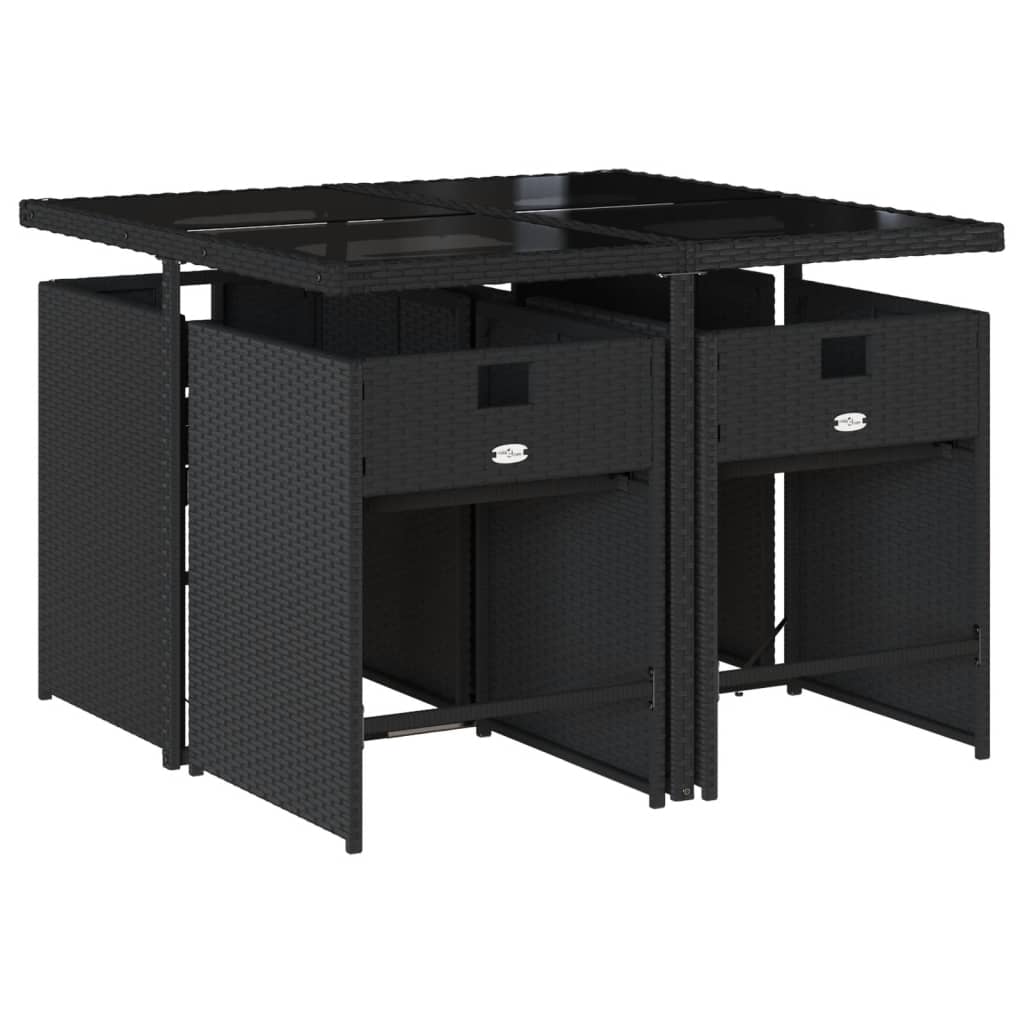 vidaXL Σετ Τραπεζαρίας Κήπου 5 Τεμαχίων Μαύρο Συνθ. Ρατάν με Μαξιλάρια