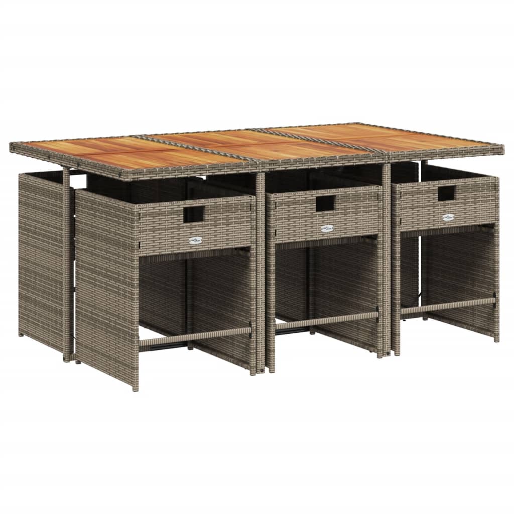 vidaXL Σετ Τραπεζαρίας Κήπου 7 τεμ. Γκρι Συνθ. Ρατάν με Μαξιλάρια