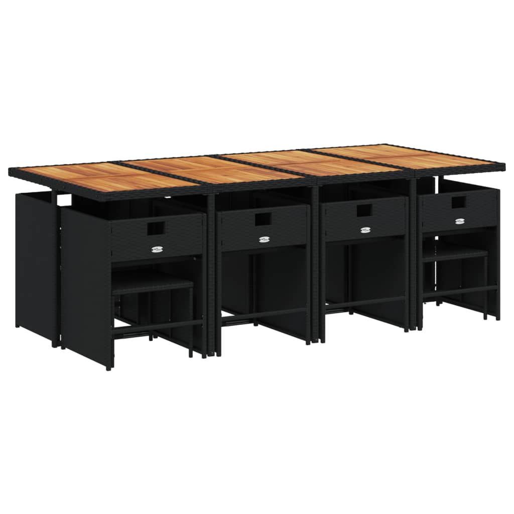 vidaXL Σετ Τραπεζαρίας Κήπου 9 τεμ Μαύρο από Συνθ. Ρατάν με Μαξιλάρια