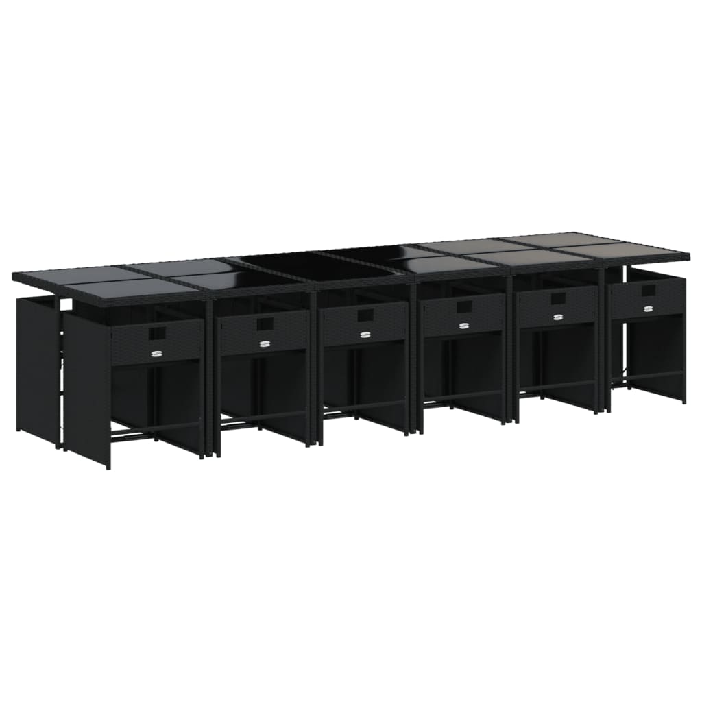 vidaXL Σετ Τραπεζαρίας Κήπου 13τεμ. Μαύρο από Συνθ. Ρατάν με Μαξιλάρια