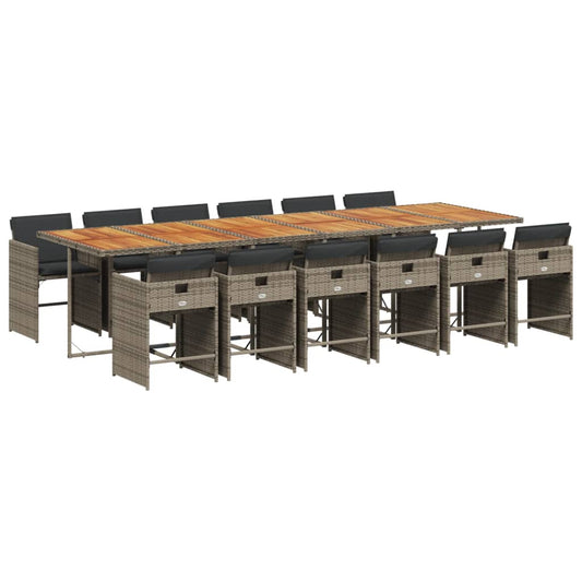 vidaXL Τραπεζαρία Κήπου 13 Τεμαχίων Γκρι Συνθετικό Ρατάν με Μαξιλάρια